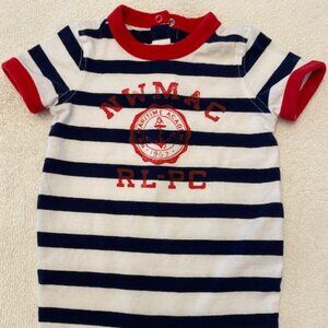 Ralph Lauren Polo Baby Boy Romper Red White and Blue Stripes 3 Months